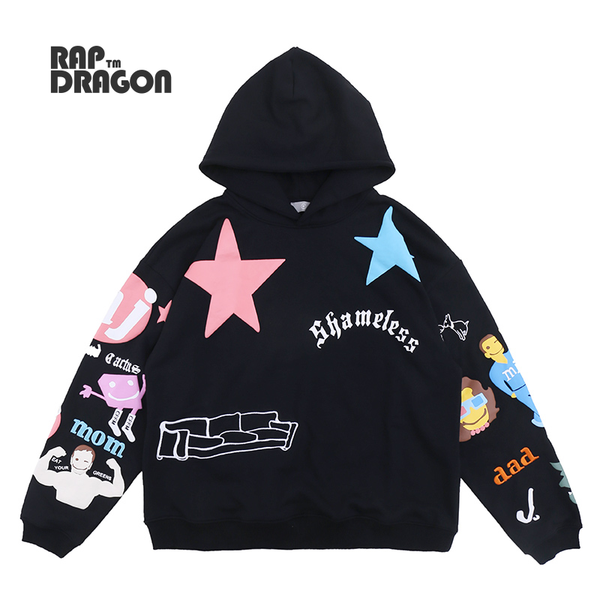 men's hoodies & sweatshirts hip hop oversize hoodie harajuku foam printing graffiti sweatshirt streetwear fall/winter fashion pullover, Black
men's hoodies & sweatshirts hip hop oversize hoodie harajuku foam printing graffiti sweatshirt streetwear fall/winter fashion pullover, Black