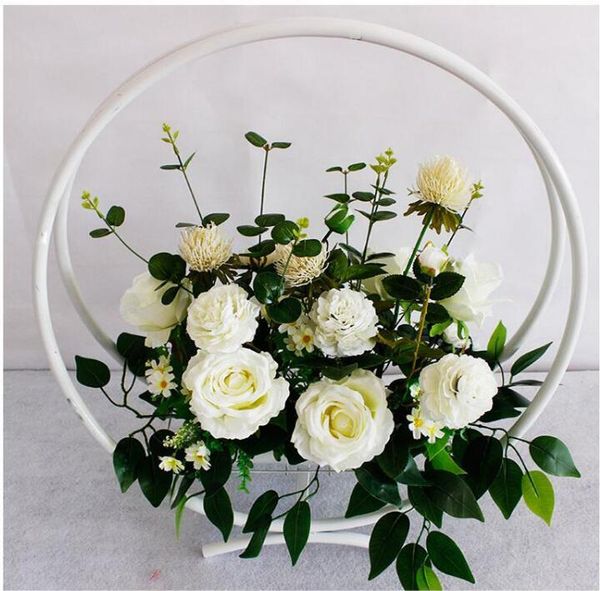 party decoration ring flower basket iron wedding props silk lu yin el table ornaments
party decoration ring flower basket iron wedding props silk lu yin el table ornaments