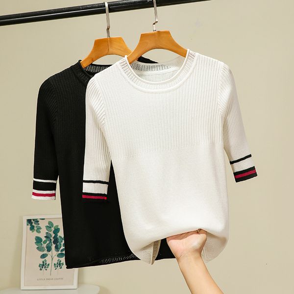 women's t-shirt new summer women t shirt fashion knitted short sleeves tees o-neck rib female casual t-shirt dvuv, White
women's t-shirt new summer women t shirt fashion knitted short sleeves tees o-neck rib female casual t-shirt dvuv, White