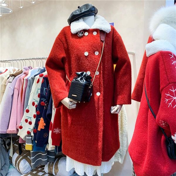 women's wool & blends autumn and winter fashion versatile double breasted woolen coat medium long thickened tweed jacket, Black
women's wool & blends autumn and winter fashion versatile double breasted woolen coat medium long thickened tweed jacket, Black