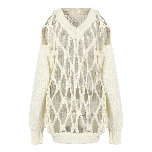 women's sweaters oversized hollow out knitted sweater women 2021 autumn winter designers loose casual pull femme hiver, White;black
women's sweaters oversized hollow out knitted sweater women 2021 autumn winter designers loose casual pull femme hiver, White;black