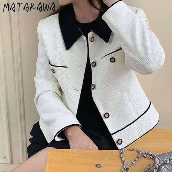 women's jackets matakawa woman jacket autumn korean vintage contrast color all-match short fashion turn down collar elegant coat women, Black;brown
women's jackets matakawa woman jacket autumn korean vintage contrast color all-match short fashion turn down collar elegant coat women, Black;brown