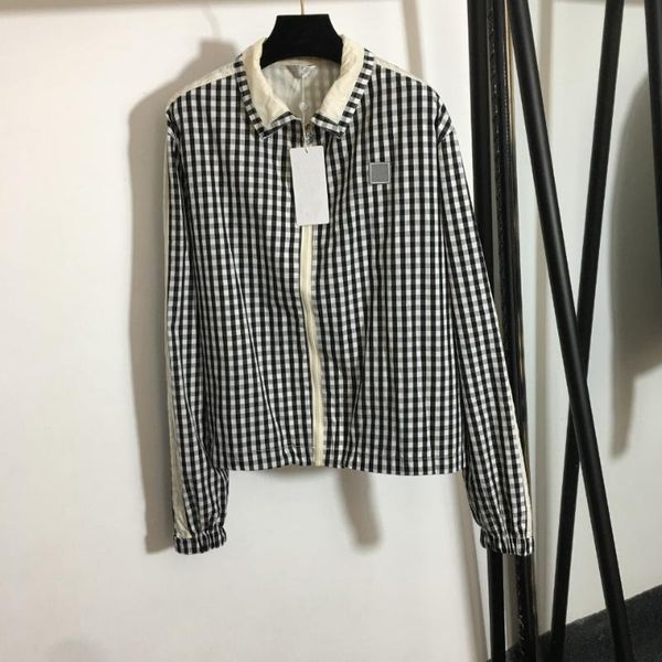 women's jackets 2021 early autumn womens zipper jacket logo plastic black and white check print casual coat fall7218, Black;brown
women's jackets 2021 early autumn womens zipper jacket logo plastic black and white check print casual coat fall7218, Black;brown
