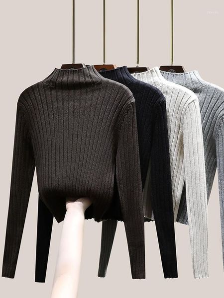 half high collar sweater women's autumn and winter long sleeve knitted buy oneget one sweaters, White;black
half high collar sweater women's autumn and winter long sleeve knitted buy oneget one sweaters, White;black
