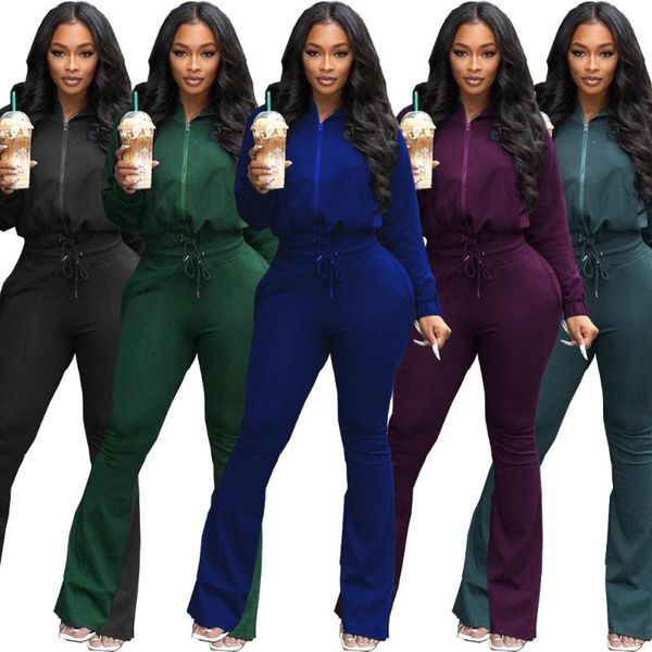women's two piece pants women set outfits zipper jacket and flare autumn winter tracksuit sweatsuit, White 
women's two piece pants women set outfits zipper jacket and flare autumn winter tracksuit sweatsuit, White
