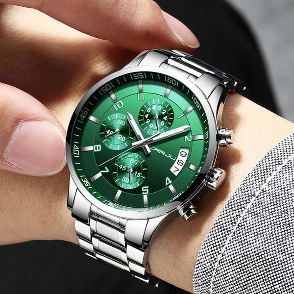 wristwatches mens green watch crrju 2021 casual sport stainless steel quartz for men business waterproof watches relogio masculino, Slivery;brown
wristwatches mens green watch crrju 2021 casual sport stainless steel quartz for men business waterproof watches relogio masculino, Slivery;brown