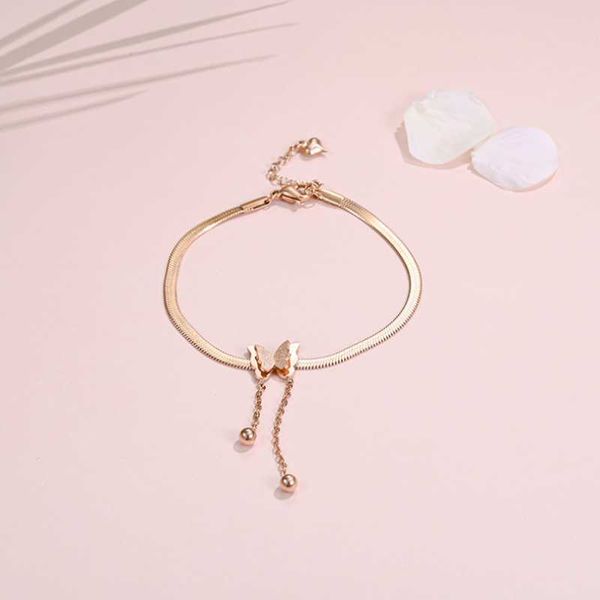link, chain 316l stainless steel rose gold color matte 2-layer butterfly charms snake bone bracelets for women fashion fine jewelry, Black
link, chain 316l stainless steel rose gold color matte 2-layer butterfly charms snake bone bracelets for women fashion fine jewelry, Black
