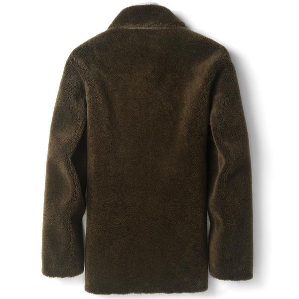 

men's leather & faux real sheep shearling fur coat winter jacket men streetwear wool coats suede lining windbreaker jackets d-14-1819 m, Black