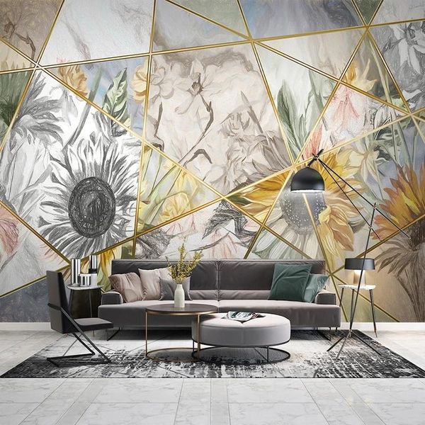 wallpapers custom mural wallpaper hand painted modern 3d geometric flower sunflower wall painting living room bedroom decor papel de parede 
wallpapers custom mural wallpaper hand painted modern 3d geometric flower sunflower wall painting living room bedroom decor papel de parede