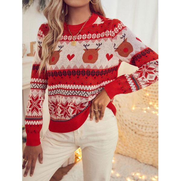 women's sweaters 2021 christmas pullover red crew neck long sleeve cotton printed street trendy sweater, White;black
women's sweaters 2021 christmas pullover red crew neck long sleeve cotton printed street trendy sweater, White;black