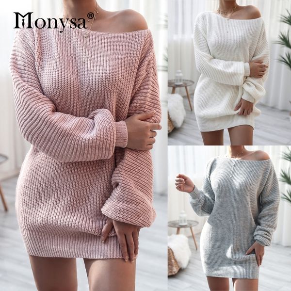 off shoulder knitted sweater dresses for women autumn winter lantern long sleeve dress ladies casual dress pink white gray 210320, Black;gray
off shoulder knitted sweater dresses for women autumn winter lantern long sleeve dress ladies casual dress pink white gray 210320, Black;gray