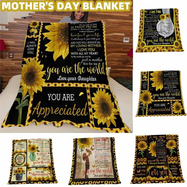 printed blanket 2021 sunflowers flannel fabric sofa bedroom home mother's day gift blankets