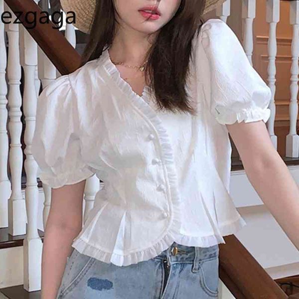 ezgaga french style short puff sleeve solid thin women blouse v-neck korean chic crop sweet girl all-match shirts casual 210430, White
ezgaga french style short puff sleeve solid thin women blouse v-neck korean chic crop sweet girl all-match shirts casual 210430, White