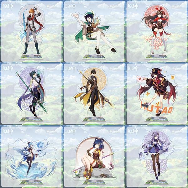 keychains genshin impact zhongli hutao keqing anime characters accessories for boy girls collections decor standing sign christmas gifts, Silver 
keychains genshin impact zhongli hutao keqing anime characters accessories for boy girls collections decor standing sign christmas gifts, Silver