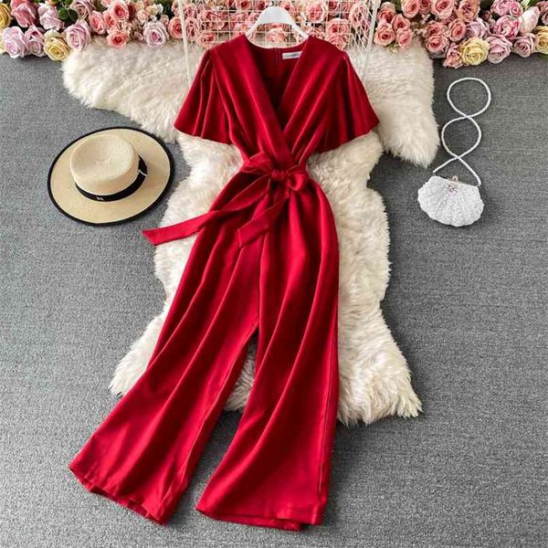 summer lotus leaf sleeve v-neck jumpsuit women loose drape, high waist and thin, wild wide leg c832 210506, Black;white
summer lotus leaf sleeve v-neck jumpsuit women loose drape, high waist and thin, wild wide leg c832 210506, Black;white