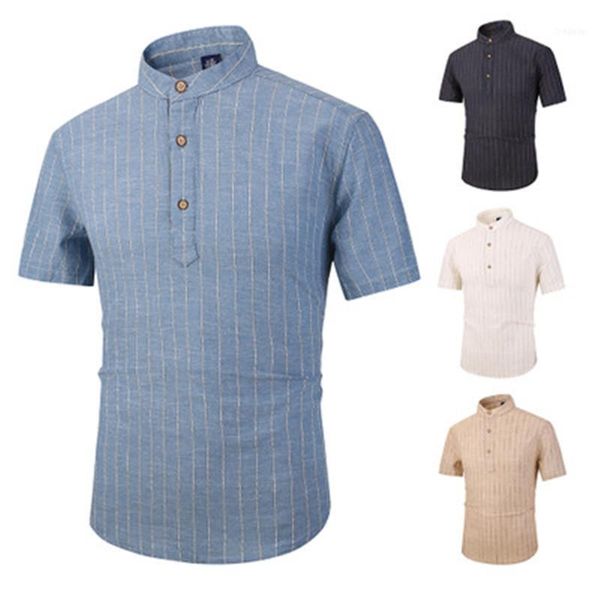 summer casual striped linen men shirt short sleeve satand collar pullover fashion design stylish slim fit male blouse1, White;black
summer casual striped linen men shirt short sleeve satand collar pullover fashion design stylish slim fit male blouse1, White;black
