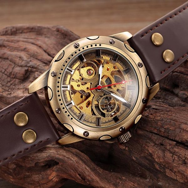 wristwatches shenhua male clock antique bronze case wristwatch steampunk skeleton men's mechanical watch leather band relogio masculino, Slivery;brown
wristwatches shenhua male clock antique bronze case wristwatch steampunk skeleton men's mechanical watch leather band relogio masculino, Slivery;brown