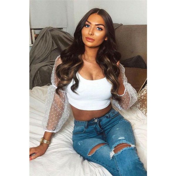 women's blouses & shirts women summer puff ruffle crop shirt sheer mesh sleeve off shoulder blouse, White
women's blouses & shirts women summer puff ruffle crop shirt sheer mesh sleeve off shoulder blouse, White