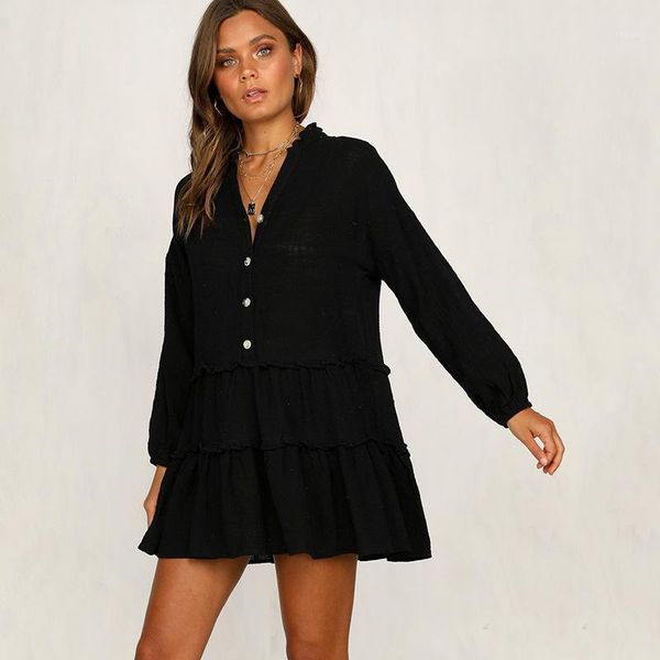 cotton solid buckle pleated loose-sleeved short dress bikini hoodie vacation beach skirt sunscreen swim cover up spring 2021 women's sw, White;black
cotton solid buckle pleated loose-sleeved short dress bikini hoodie vacation beach skirt sunscreen swim cover up spring 2021 women's sw, White;black