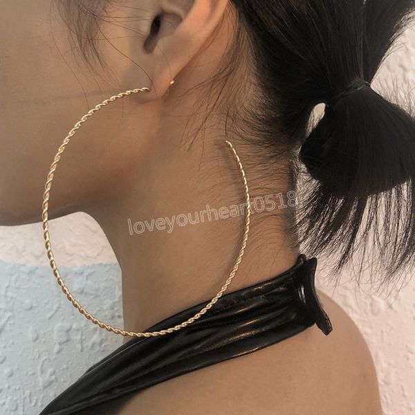 exaggerated stainless steel big round circle hoop earrings for women punk oversize twisted geometric earring club hiphop jewelry, Golden;silver
exaggerated stainless steel big round circle hoop earrings for women punk oversize twisted geometric earring club hiphop jewelry, Golden;silver
