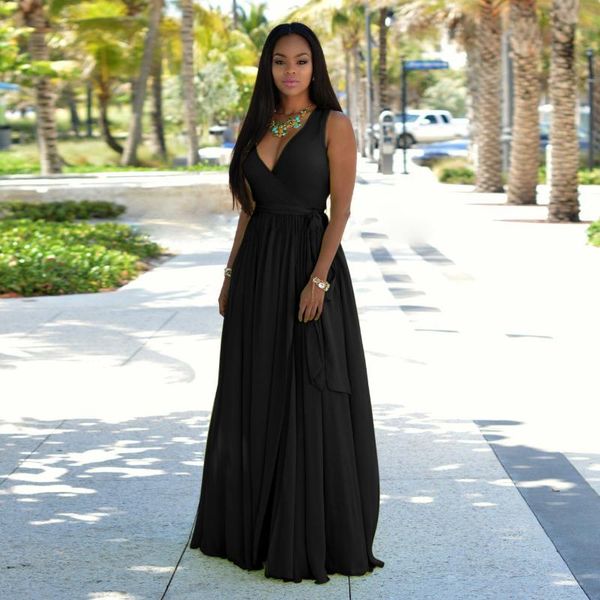 women dress solid sleeveless deep v neck lace up summer floor length casaul chiffon maxi casual dresses, Black;gray
women dress solid sleeveless deep v neck lace up summer floor length casaul chiffon maxi casual dresses, Black;gray