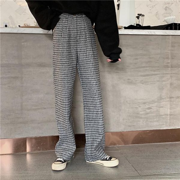 women's pants & capris super trendy women retro hong kong style high waist slim soft woolen plaid wide-leg 2021, Black;white
women's pants & capris super trendy women retro hong kong style high waist slim soft woolen plaid wide-leg 2021, Black;white