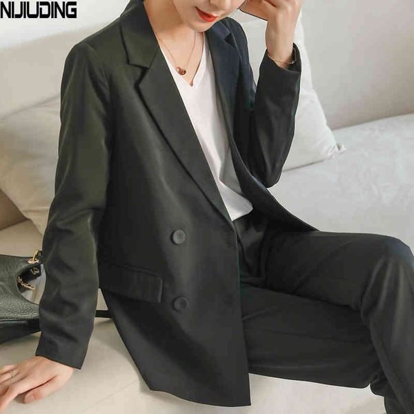 suit jacket notched autumn coat female loose double breasted long sleeve black professional blazer casual 210514, White;black
suit jacket notched autumn coat female loose double breasted long sleeve black professional blazer casual 210514, White;black