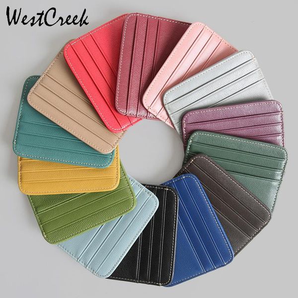 card holders westcreek brand colorful women genuine leather ultra thin holder sheepskin small case men, Brown;gray
card holders westcreek brand colorful women genuine leather ultra thin holder sheepskin small case men, Brown;gray