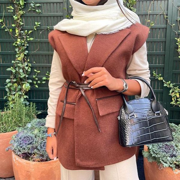 women's vests floy fashion casual simple notched women elegant tie belt collected waisted coats wide shoulders loose ladies, Black;white
women's vests floy fashion casual simple notched women elegant tie belt collected waisted coats wide shoulders loose ladies, Black;white