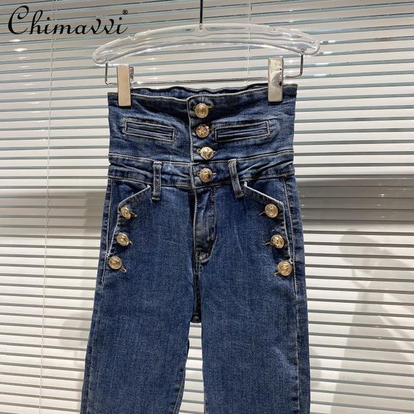 early spring retro metal buckle high waist stretch slim-fit pencil jeans women dark blue denim pants women's
early spring retro metal buckle high waist stretch slim-fit pencil jeans women dark blue denim pants women's
