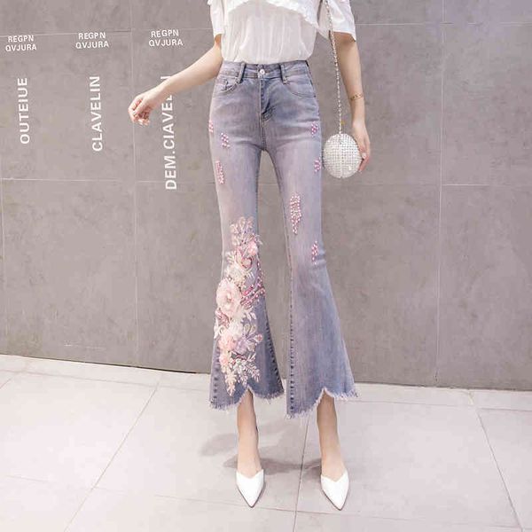 women jeans fashion europe style embroidery flower beading flare skinny denim pants female jean trousers a3229 210428, Blue
women jeans fashion europe style embroidery flower beading flare skinny denim pants female jean trousers a3229 210428, Blue