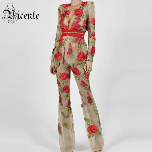 women's two piece pants vicente 2021 chic rose embroidery pieces set with belt long sleeves deep v-neck celebrity party bandage suit, White
women's two piece pants vicente 2021 chic rose embroidery pieces set with belt long sleeves deep v-neck celebrity party bandage suit, White