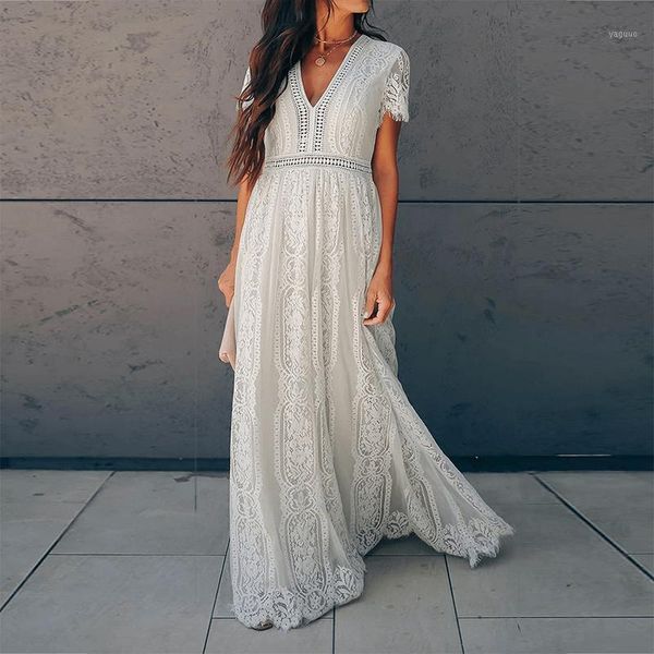hollow out v-neck short sleeve high waist summer dress long white lace tunic women clothes club party dresses a507 women's swimwear, White;black
hollow out v-neck short sleeve high waist summer dress long white lace tunic women clothes club party dresses a507 women's swimwear, White;black