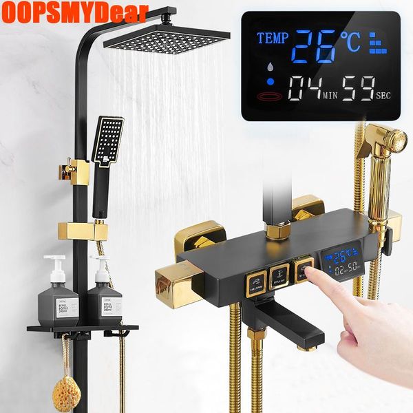 digital shower set bathroom led smart thermostatic system cold mixer high pressure bath faucet square head torneiras sets
digital shower set bathroom led smart thermostatic system cold mixer high pressure bath faucet square head torneiras sets