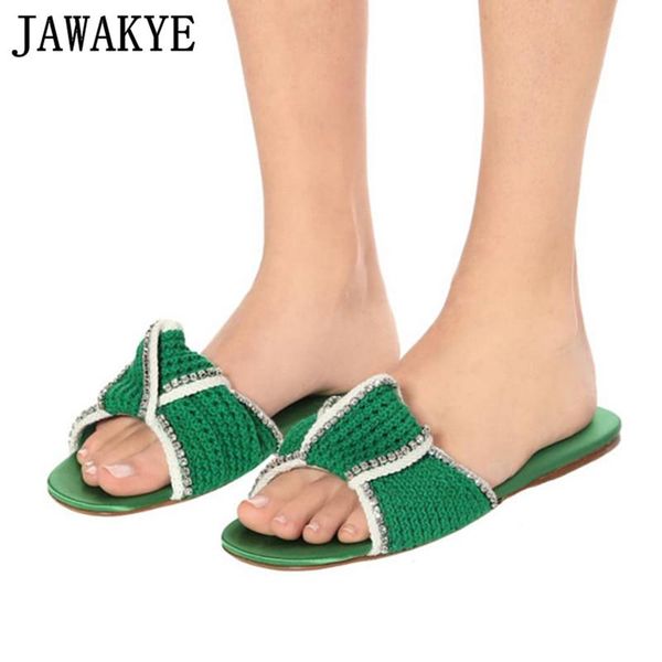 slippers knot-ties rhinestone knitting women crystal genuine leather flat sandals open toe summer outdoor mules shoes woman, Black
slippers knot-ties rhinestone knitting women crystal genuine leather flat sandals open toe summer outdoor mules shoes woman, Black