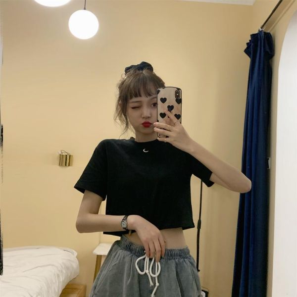 women's t-shirt o neck crop women summer fashion casual slim t shirts basic streetwear harajuku embroidery pattern clothes, White
women's t-shirt o neck crop women summer fashion casual slim t shirts basic streetwear harajuku embroidery pattern clothes, White