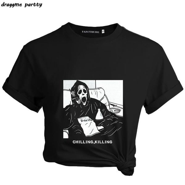 women's t-shirt women loose black t-shirts gothic grunge punk harajuku skull peinted halloween party female, White
women's t-shirt women loose black t-shirts gothic grunge punk harajuku skull peinted halloween party female, White