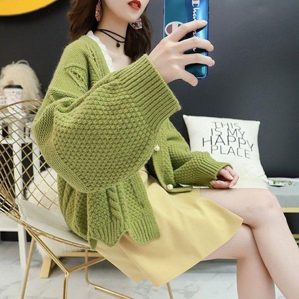 women's knits & tees women 2021 spring summer oversize fashion all-match cardigan female retro jumper ladies v-neck basic sweater knit, White
women's knits & tees women 2021 spring summer oversize fashion all-match cardigan female retro jumper ladies v-neck basic sweater knit, White