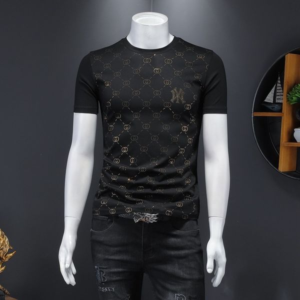 fashion t shirts 2021 summer men's double mercerized cotton trend printing slim fitting short sleeve, White;black
fashion t shirts 2021 summer men's double mercerized cotton trend printing slim fitting short sleeve, White;black