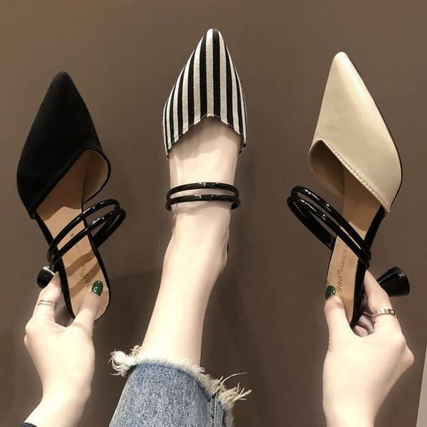 sandals 3-style european striped pointed toe women slippers slip on chic high heels shoes two ways cover sandales 2021, Black
sandals 3-style european striped pointed toe women slippers slip on chic high heels shoes two ways cover sandales 2021, Black