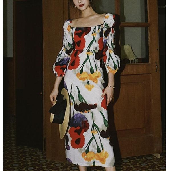 vintage summer dress for women printed flower square neck puff sleeve female elegant streetwear dresses c618 casual, Black;gray
vintage summer dress for women printed flower square neck puff sleeve female elegant streetwear dresses c618 casual, Black;gray