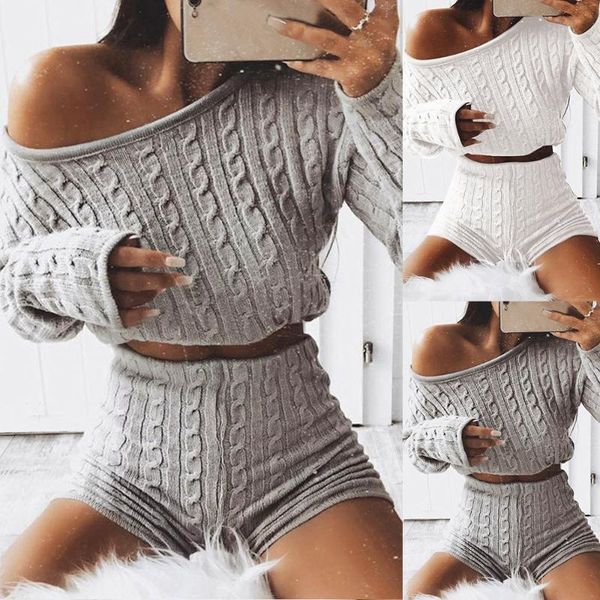 women's tracksuits women cable knit crop lounge wear suit ladies co ord 2pcs tracksuit set solid shirts shorts pants, Gray
women's tracksuits women cable knit crop lounge wear suit ladies co ord 2pcs tracksuit set solid shirts shorts pants, Gray