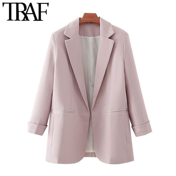 women fashion office wear solid blazers coat vintage long sleeve pockets female outerwear chic 210507, White;black
women fashion office wear solid blazers coat vintage long sleeve pockets female outerwear chic 210507, White;black