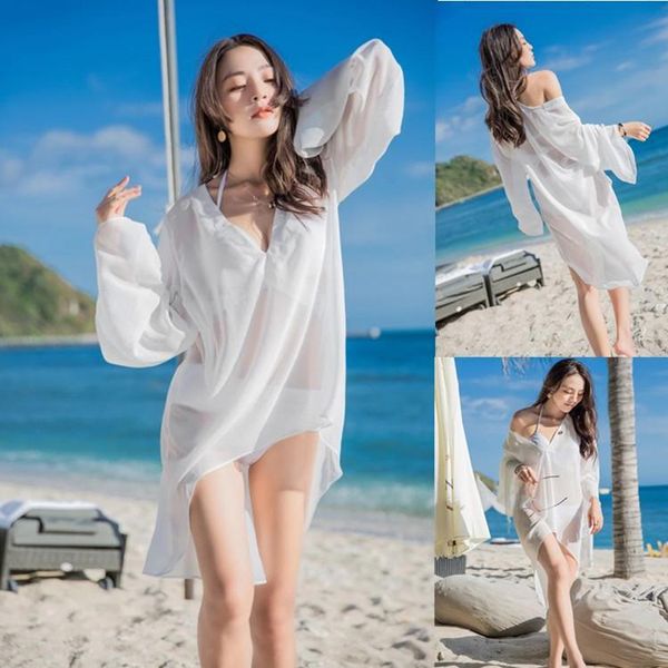 beach sunscreen female summer thin style seaside vacation ethnic long clothing chiffon shawl cover up women's swimwear, White;black
beach sunscreen female summer thin style seaside vacation ethnic long clothing chiffon shawl cover up women's swimwear, White;black
