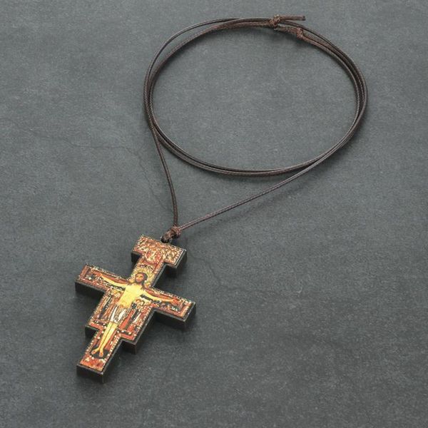 pendant necklaces wood san damiano crucifix necklace religious cross women men's orthodox church jewelry rope chain kolye cn96, Silver
pendant necklaces wood san damiano crucifix necklace religious cross women men's orthodox church jewelry rope chain kolye cn96, Silver