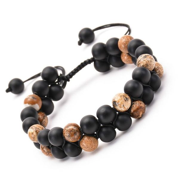 charm bracelets 8mm natural matte stone double row men's bracelet adjustment woven winding for men, Golden;silver
charm bracelets 8mm natural matte stone double row men's bracelet adjustment woven winding for men, Golden;silver
