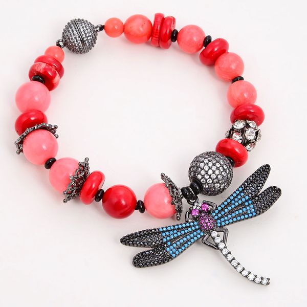 guaiguai jewelry red orange coral bracelet cz pave dragonfly charm handmade for women real lady fashion jewellry, Black
guaiguai jewelry red orange coral bracelet cz pave dragonfly charm handmade for women real lady fashion jewellry, Black