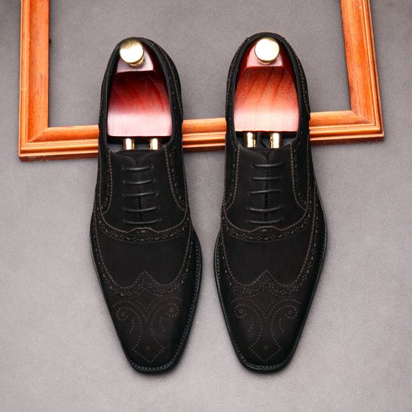Suede Mens Oxfords Cow Leather Italian Brogue Shoes Men Fashion Luxury Black Brown Office Formal Square Head Dress Wedding Shoes
Suede Mens Oxfords Cow Leather Italian Brogue Shoes Men Fashion Luxury Black Brown Office Formal Square Head Dress Wedding Shoes