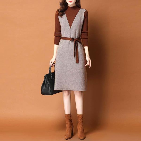 dress 2021 new autumn and winter plus size long-sleeved women's korean version was thin half-high neck stitching temperament base skirt, Black;gray
dress 2021 new autumn and winter plus size long-sleeved women's korean version was thin half-high neck stitching temperament base skirt, Black;gray