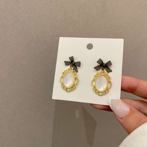 earrings gentle french bow earrings for women's court style, simple beautiful cat's eye and stone earrings, Golden
earrings gentle french bow earrings for women's court style, simple beautiful cat's eye and stone earrings, Golden